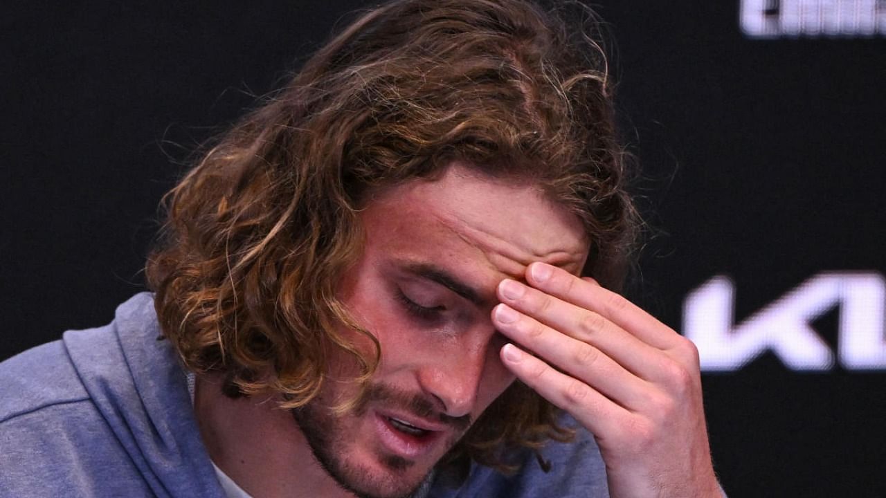 Greece's Stefanos Tsitsipas speaks during a press conference after his defeat against Serbia's Novak Djokovic. credit: AFP Photo