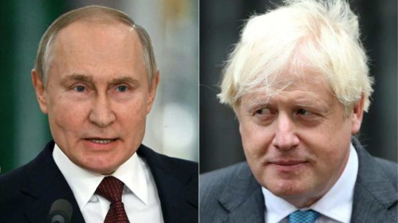 Vladimir Putin (left) and Boris Johnson (right). Credit: AFP Photo