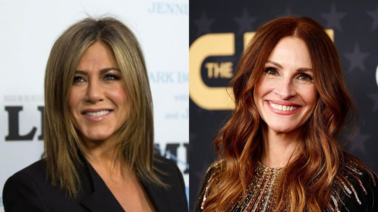 Hollywood actors Jennifer Aniston (L) and Julia Roberts (R) Credit: AFP