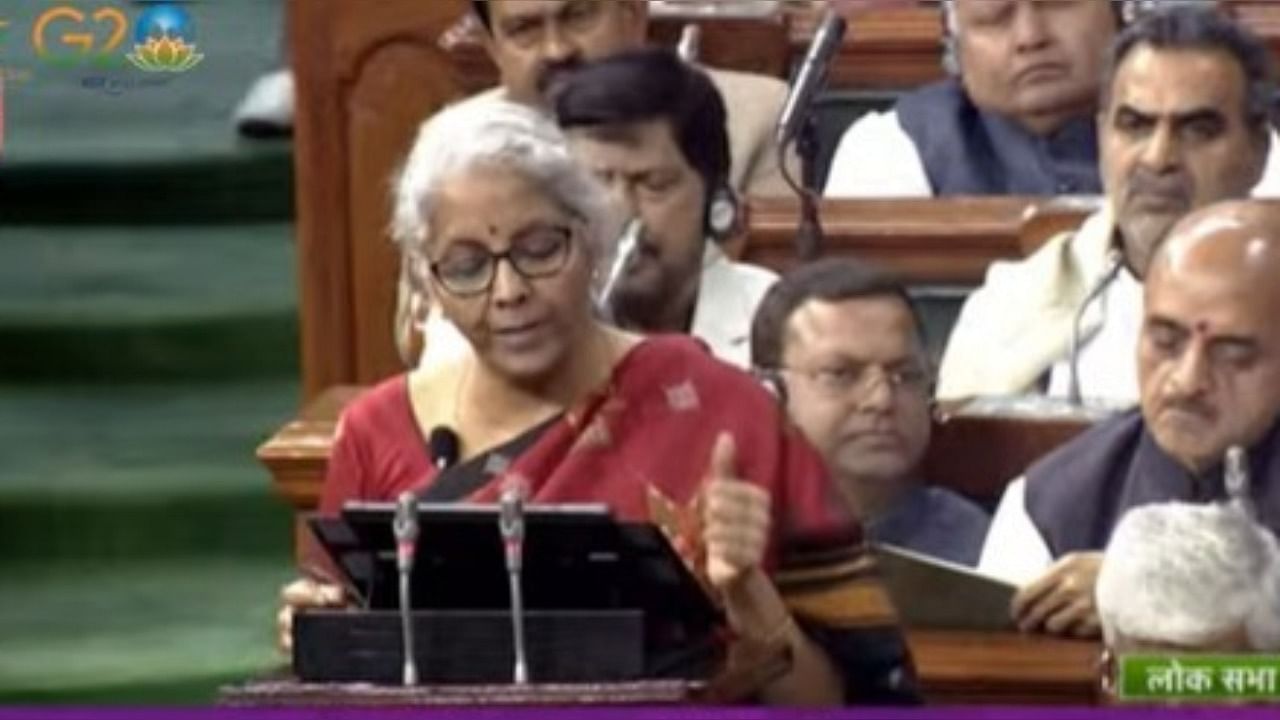 She also announced the streamlining of the filing process for I-T returns, tax relief for cooperative societies, benefits for startups, among others. Credit: Screengrab/Doordarshan National