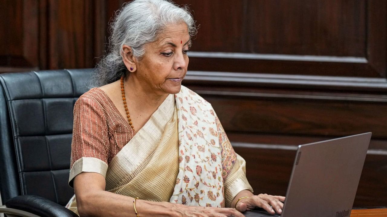 Finance Minister Nirmala Sitharaman during the final touches of Union Budget 2023-24, at Finance Ministry in New Delhi. Credit: PTI Photo