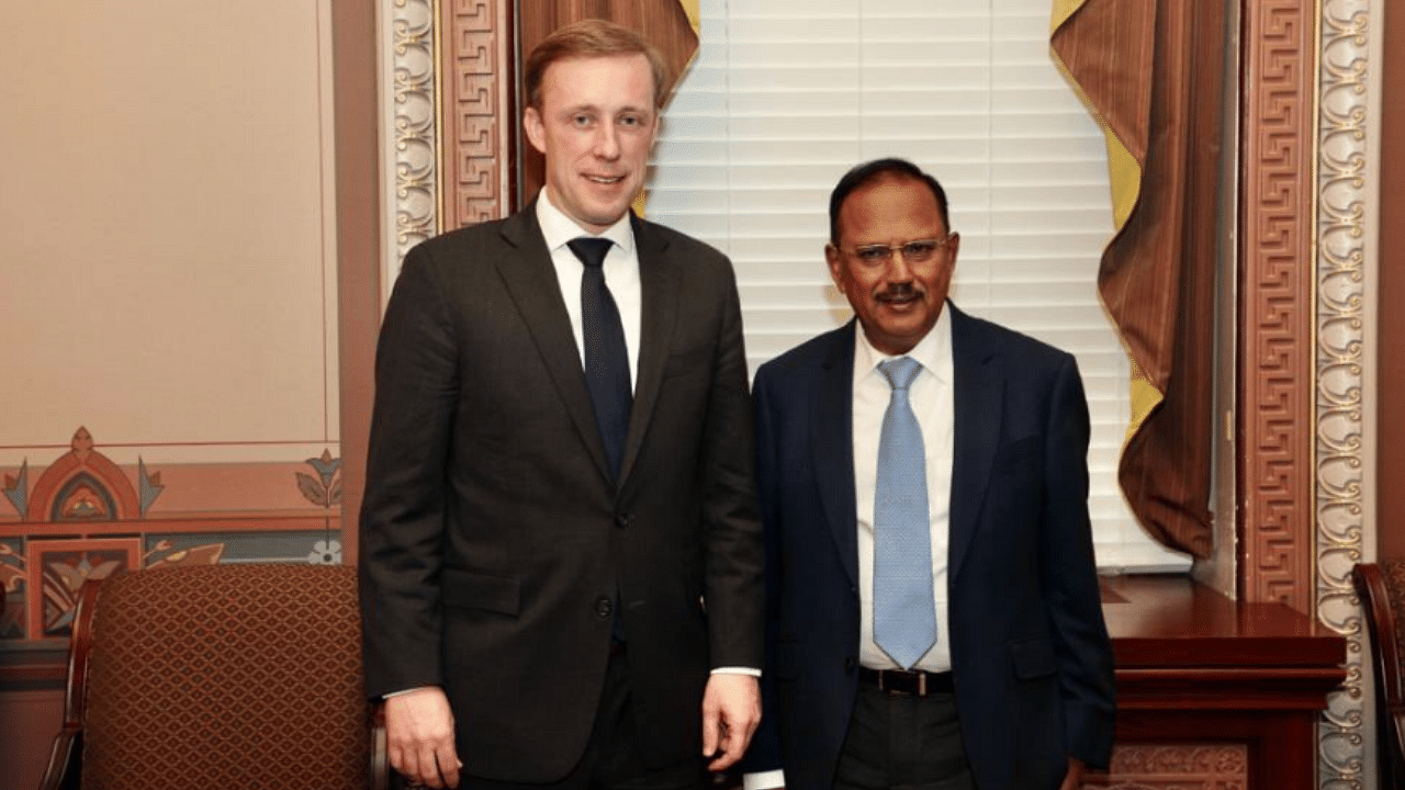 National Security Adviser Jake Sullivan and his counterpart in the Government of India, Ajit Doval, in Washington DC. Credit: Twitter/@JakeSullivan46