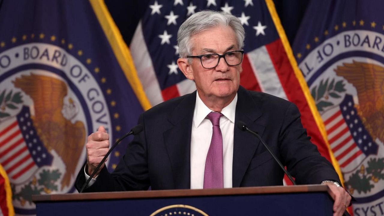 Federal Reserve Board Chairman Jerome Powell speaks during a news conference after a Federal Open Market Committee meeting. Credit: Getty Images via AFP