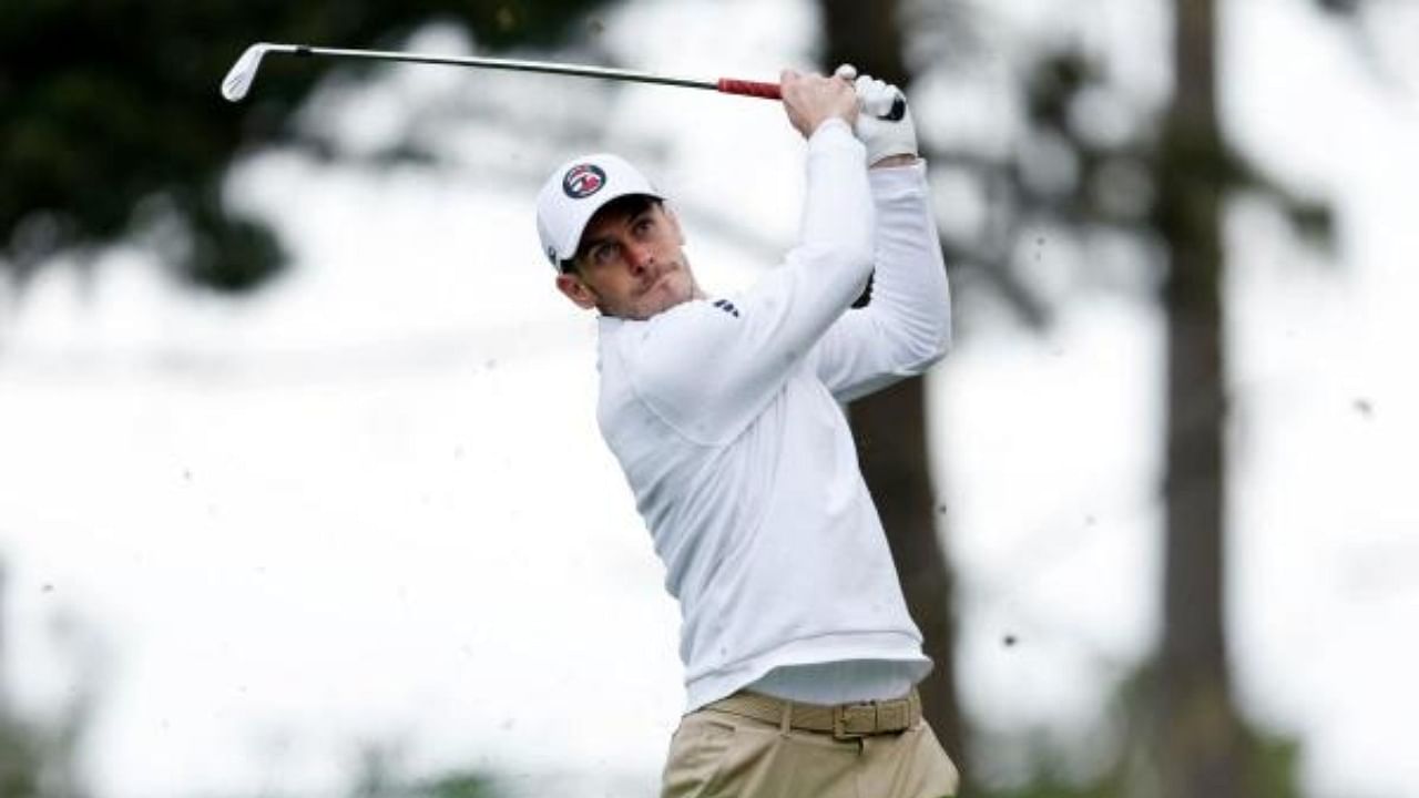 Gareth Bale plays his shot from the second tee during the first round of the AT&T Pebble Beach Pro-Am. Credit: AFP Photo