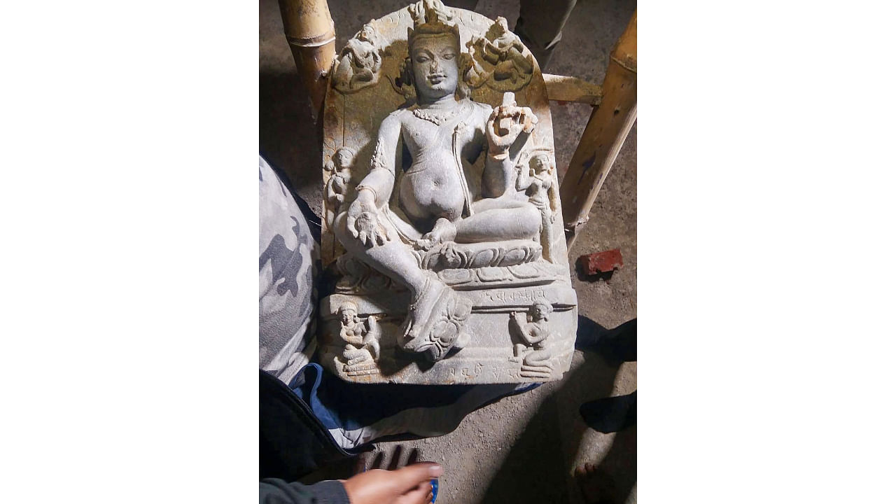 1200 year-old two rare idols found in Nalanda. Credit: PTI Photo