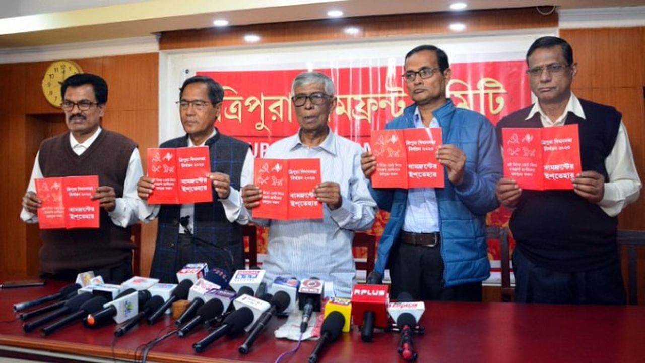 Left Front released its manifesto for upcoming Tripura assembly elections. Credit: Twitter/cpimspeak
