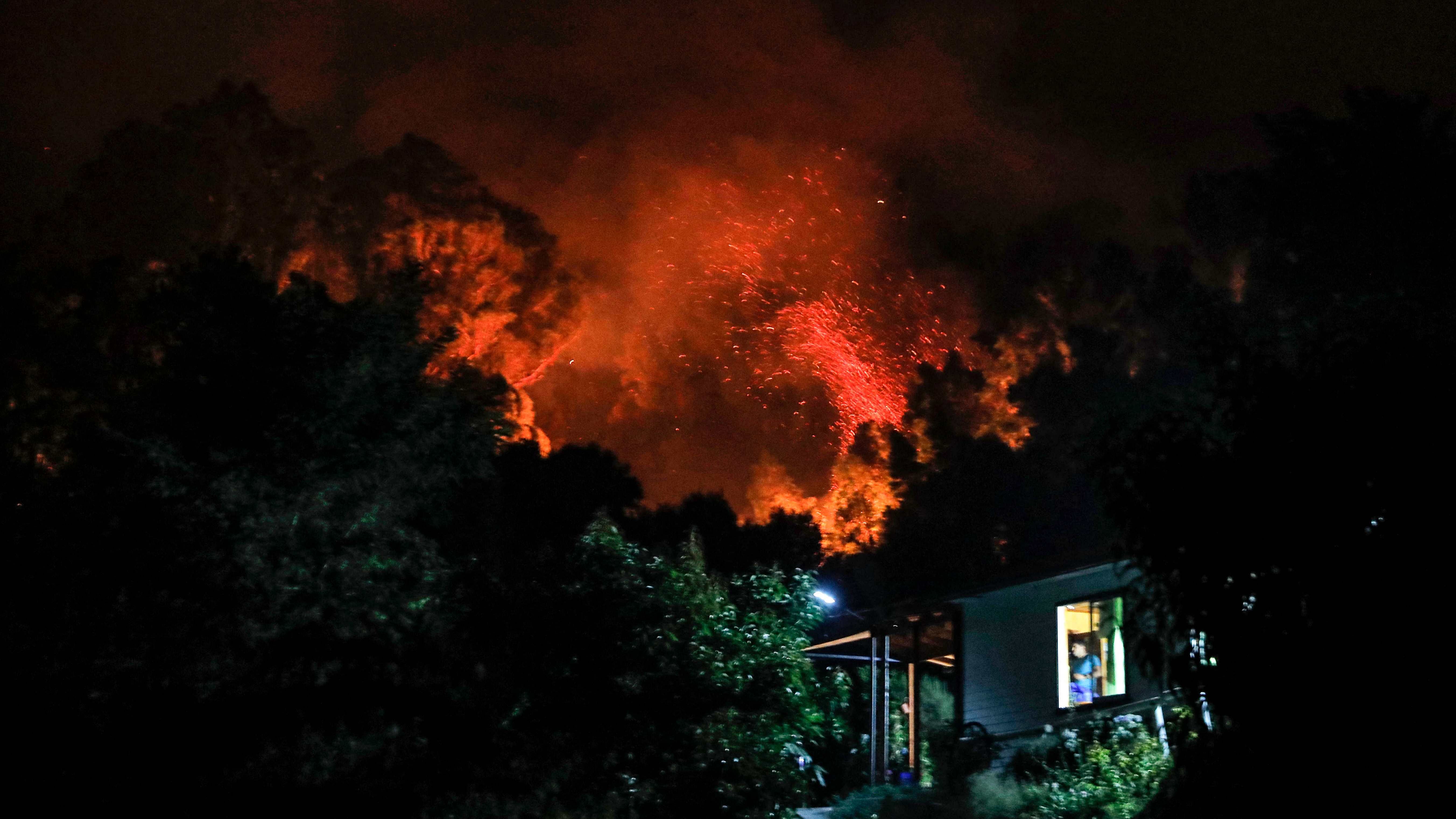 View of a fire in Santa Juana. Credit: AFP Photo