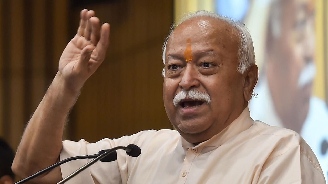 Rashtriya Swayamsevak Sangh (RSS) chief Mohan Bhagwat. Credit: PTI Photo