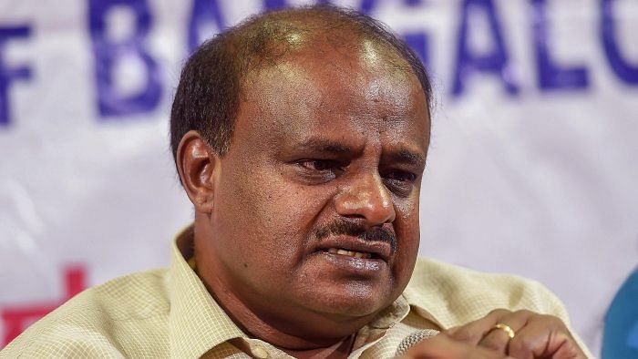 Speaking to reporters on the sidelines of the Pancharatna Yatre in Dasarahalli constituency here, Kumaraswamy said the RSS had held a meeting in New Delhi and it was decided to instal a Brahmin as next CM, along with eight deputies. Credit: PTI Photo