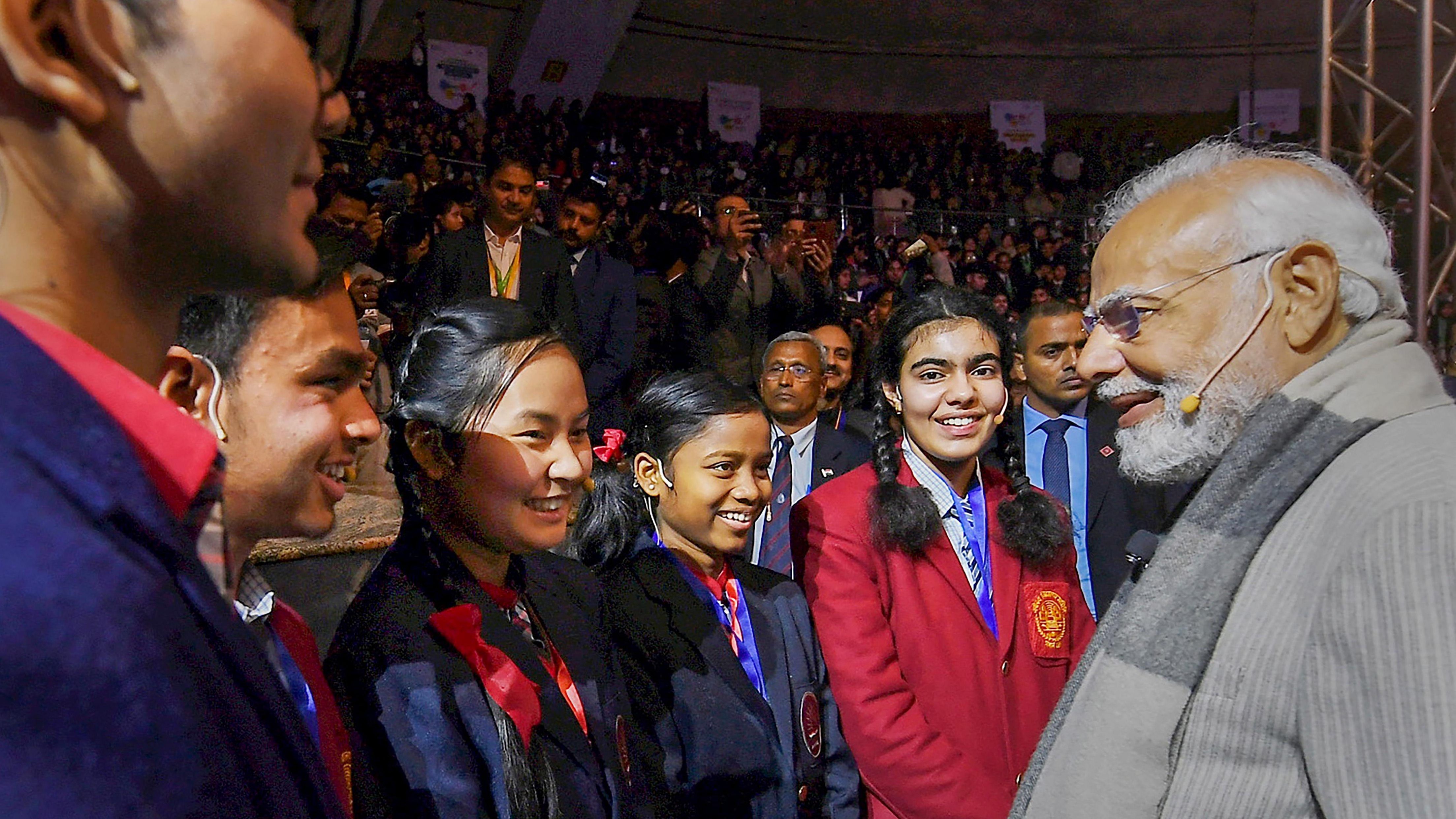 'Pariksha Pe Charcha' is an annual event where Modi interacts with students appearing in board examinations. Credit: PTI Photo