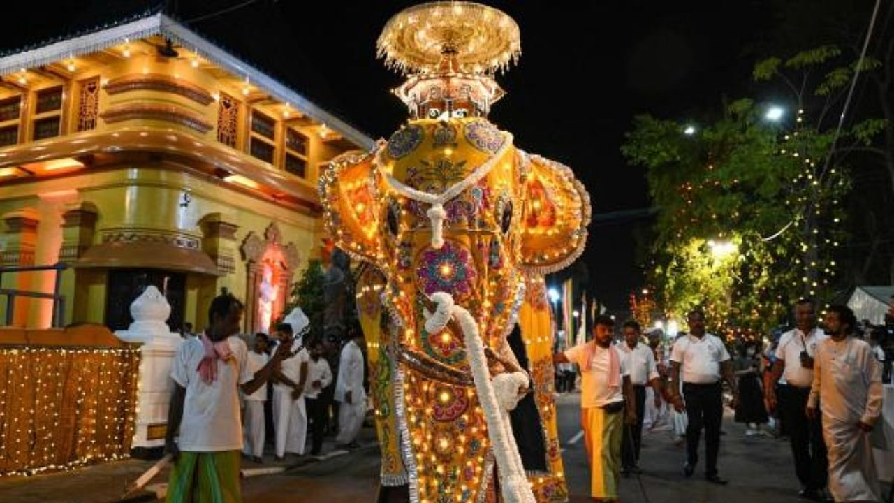 A decorated elephant. Representative Image. Credit: AFP Photo