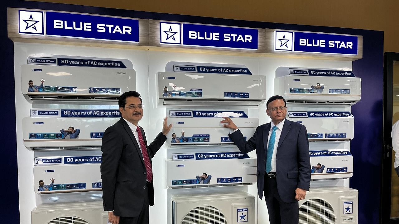 B Thiagarajan, Managing Director, Blue Star Limited (R) and Shashi Arora, President, Blue Star Limited (L) at the new factory in Sri City on Monday. Credit: DH Photo/ETB Sivapriyan