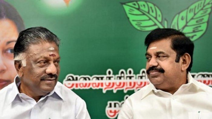 O Panneerselvam and Edappadi K Palaniswami. Credit: PTI Photo