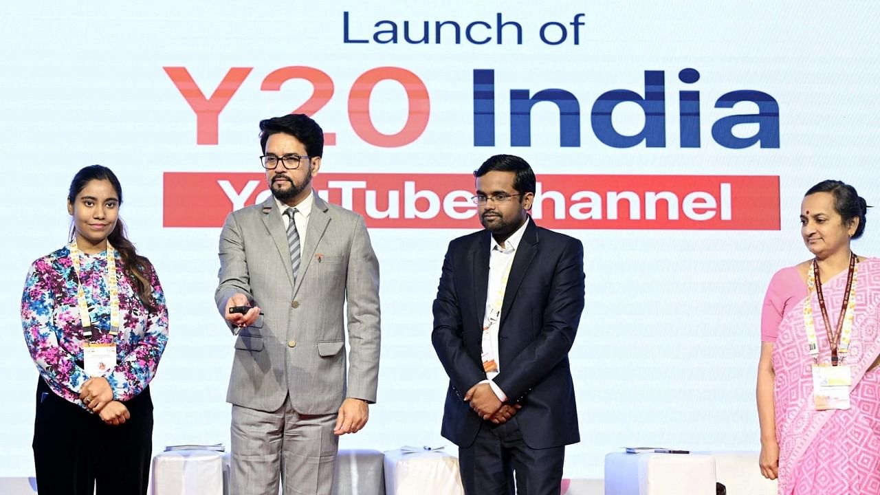 On Wednesday, Union Minister of Sports and Youths, Anurag Thakur released a White Paper of Y20 Meet. Credit: IANS Photo