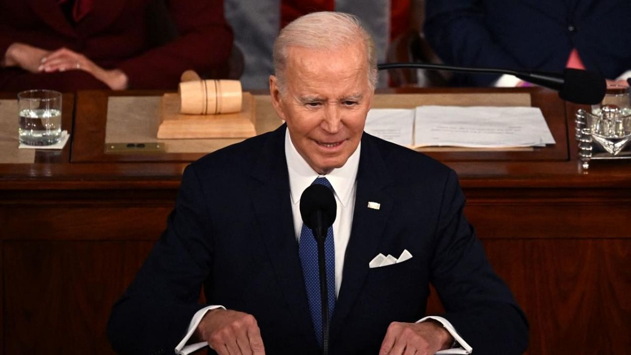 US President Joe Biden delivers the State of the Union address in the House Chamber of the US Capitol in Washington, DC, on February 7, 2023. Credit: AFP Photo