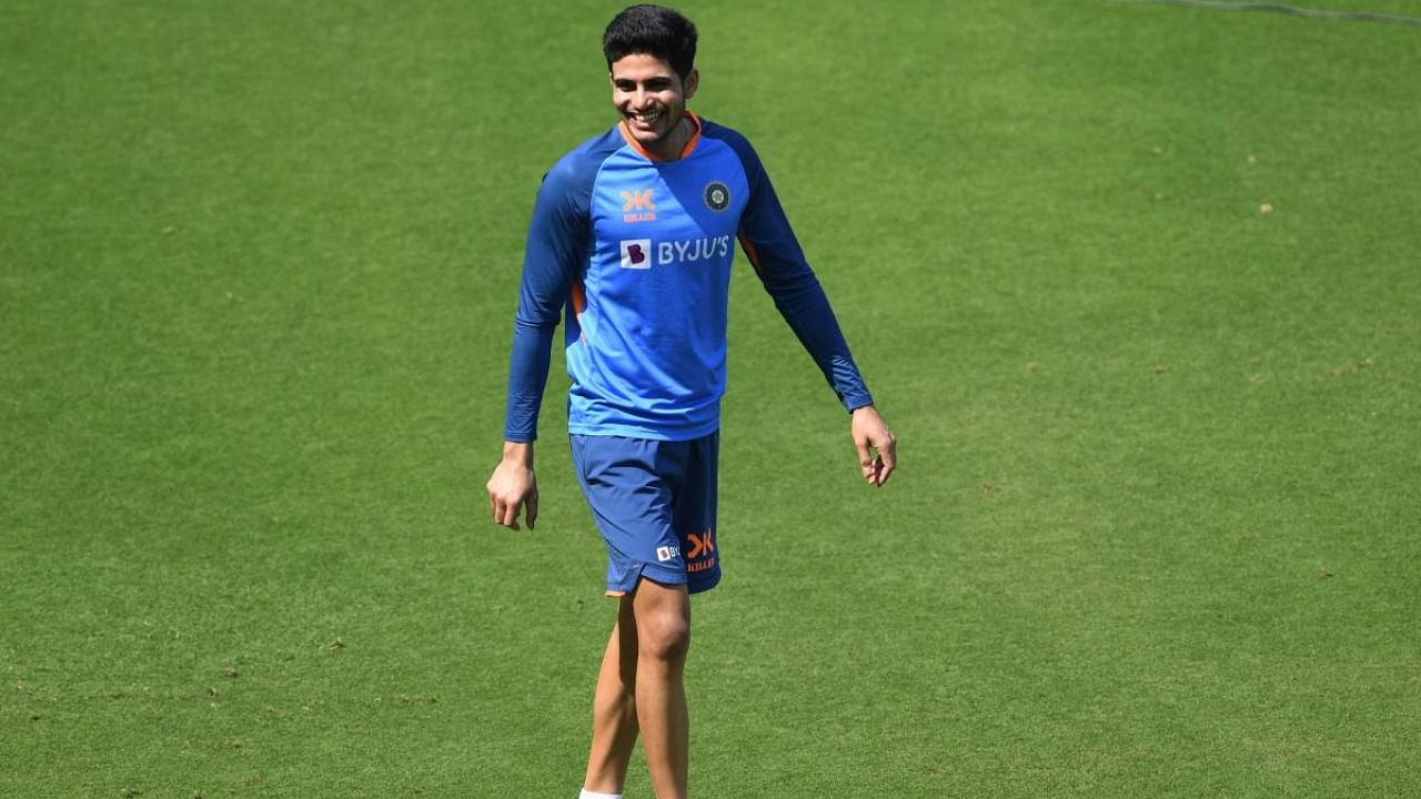 Shubman Gill attends a practice session. Credit: AFP Photo