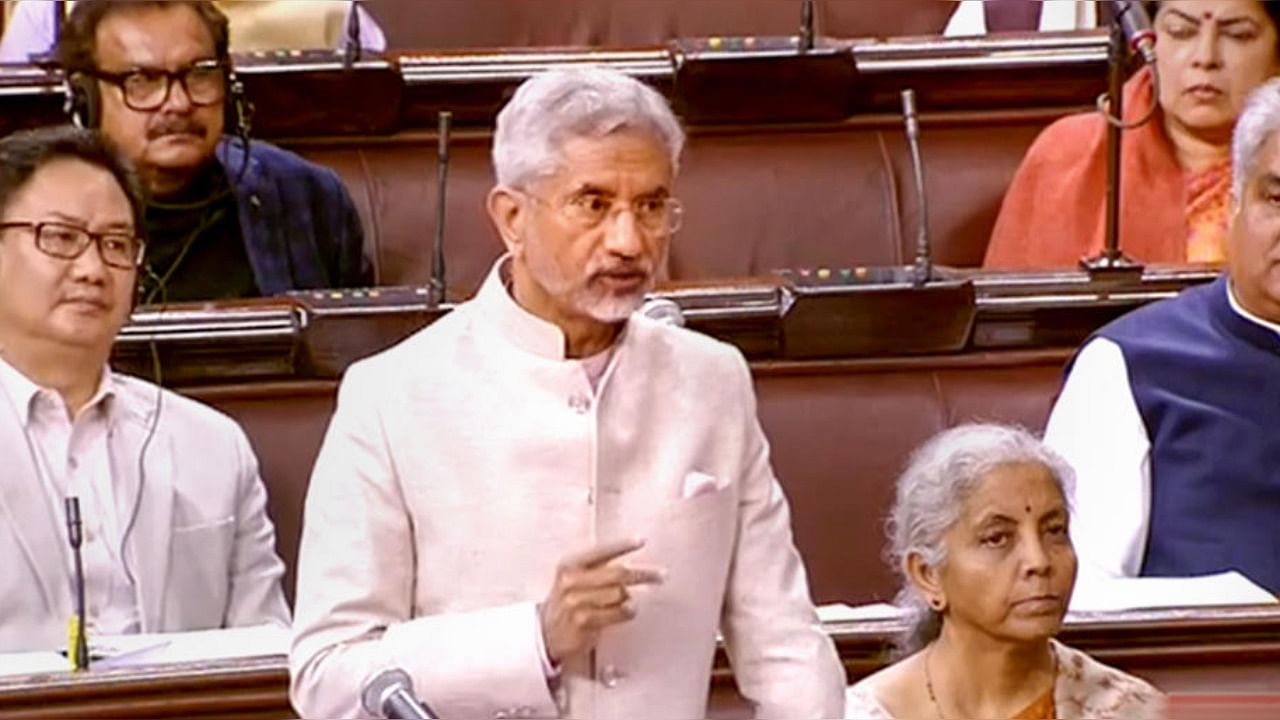  External Affairs Minister S Jaishankar in the Parliament. Credit: Sansad TV Screengrab