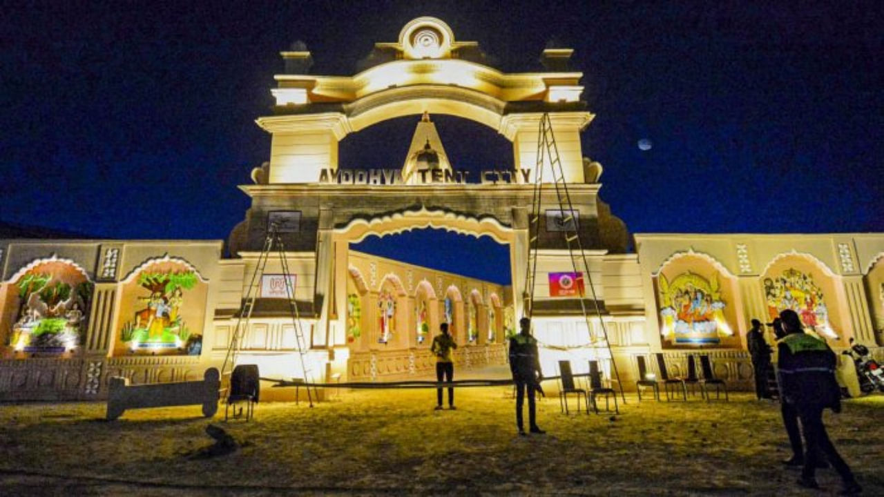 Preparations for UP Global Investors Summit 2023. Credit: PTI Photo