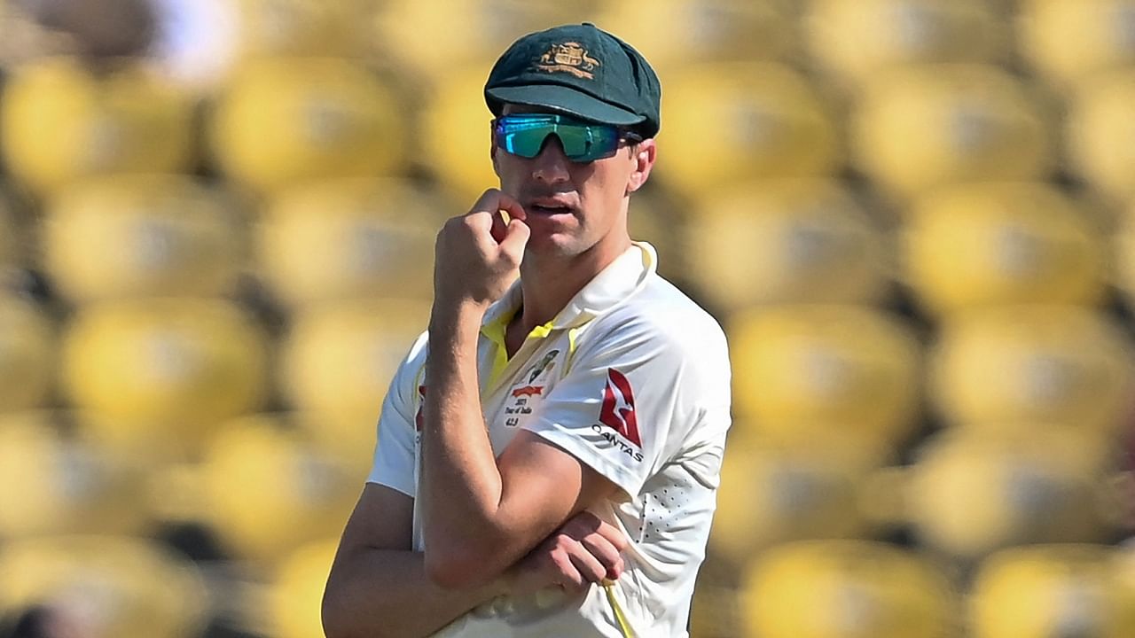 Australia's captain Pat Cummins looks on during the second day of the first Test cricket match between India and Australia at the Vidarbha Cricket Association (VCA) Stadium in Nagpur on February 10, 2023. Credit: AFP Photo