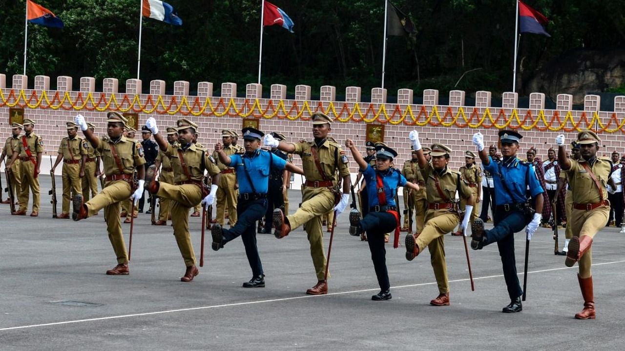 IPS probationers take part in an academic passing-out parade at the Sardar Vallabhbhai Patel National Police Academy, in Hyderabad. Credit: PTI File Photo