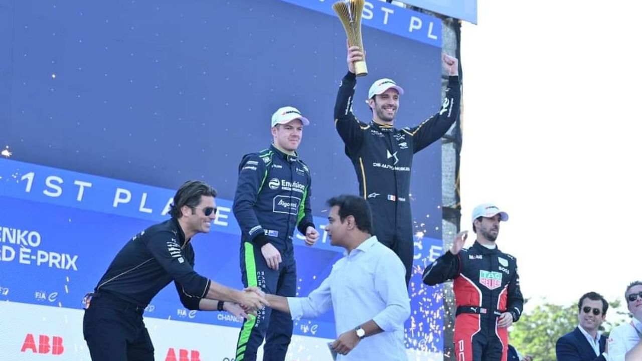 Jean-Éric Vergne of France won the Greenko Hyderabad E-Prix 2023 championship. Credit: Special Arrangement