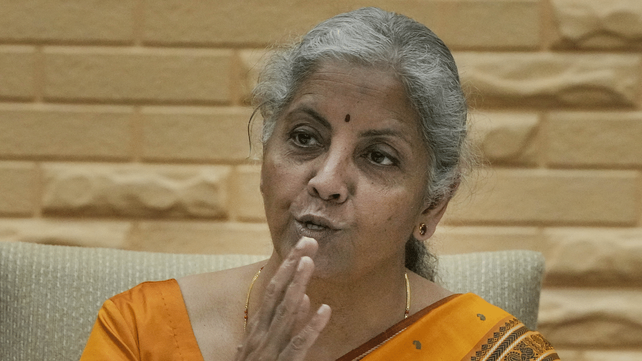 Nirmala Sitharaman speaks during a press conference after the 600th meeting of the Central Board of Reserve Bank of India. Credit: PTI Photo
