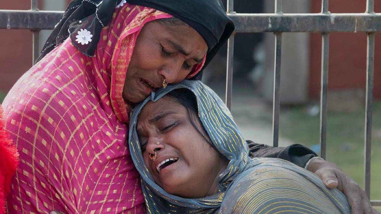 Relatives react after the arrest of people for their alleged involvement in child marriages, during Assam government's statewide crackdown on child marriages. Credit: PTI Photo