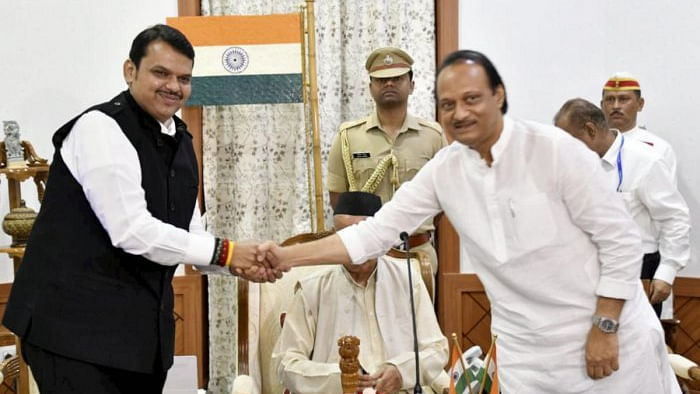 Devendra Fadnavis and Ajit Pawar. Credit: PTI file photo