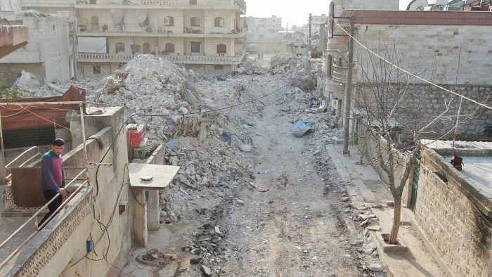 View shows damaged and collapsed buildings in the aftermath of an earthquake, in rebel-held town of Jandaris, Syria February 11. Credit: Reuters Photo