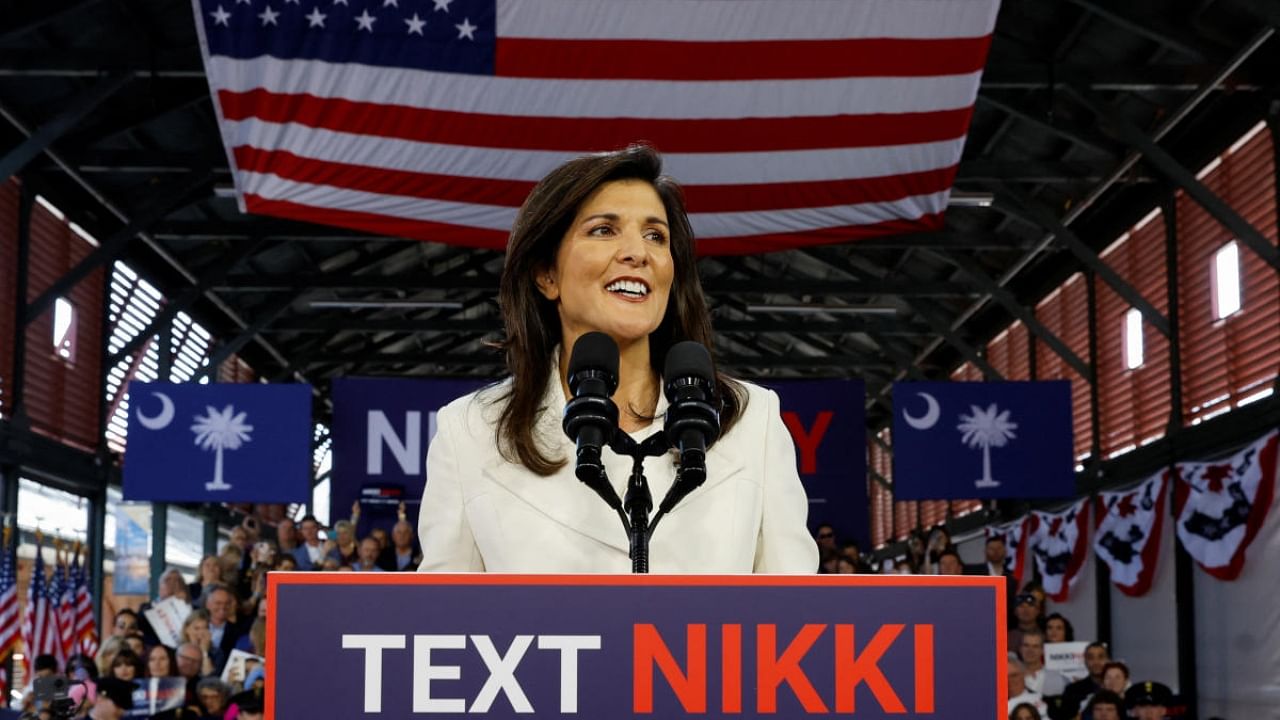 Former US ambassador to the United Nations Nikki Haley announces her run for the 2024 Republican presidential nomination at a campaign event in Charleston, South Carolina. Credit: Reuters Photo