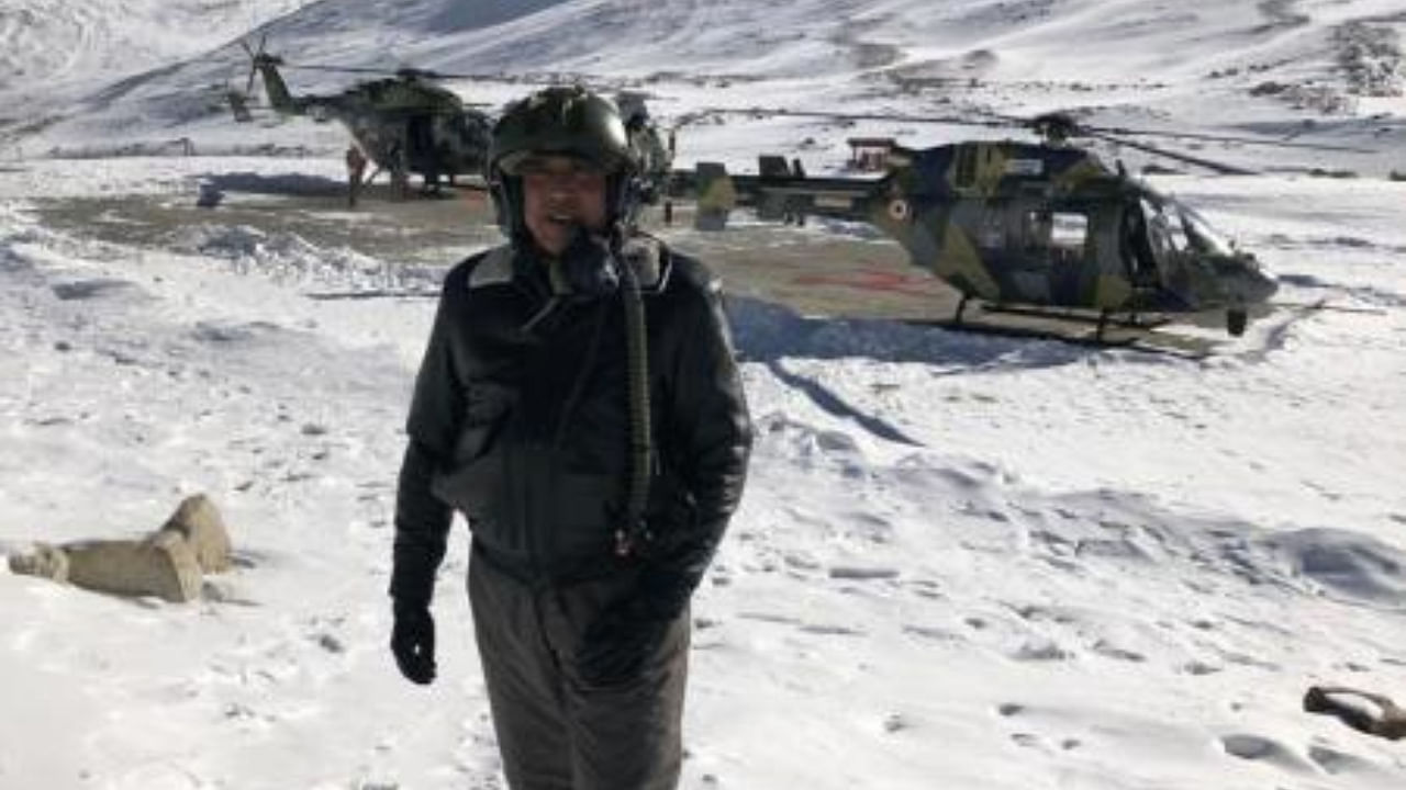 Wg Cdr (Retd.) Unni Pillai during the LUH altitude trials in the Himalayas. Credit: Special Arrangement