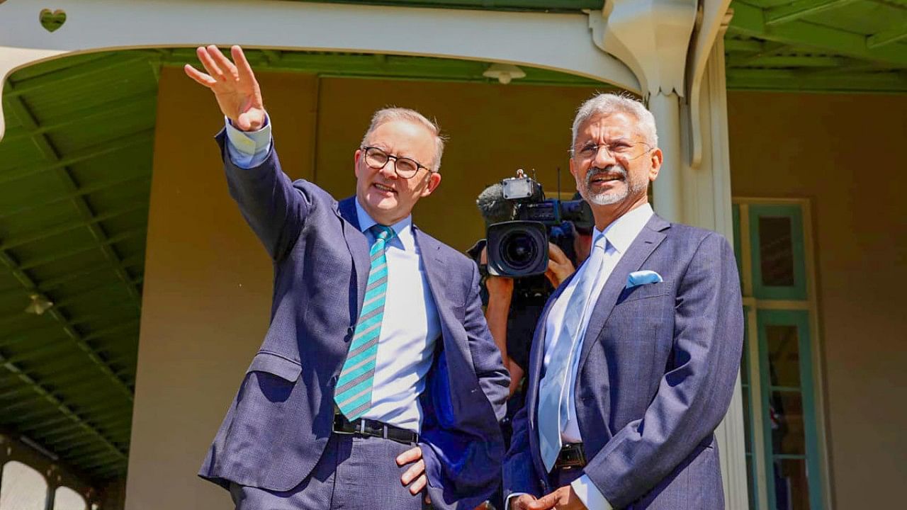 External Affairs Minister S Jaishankar meets Prime Minister of Australia Anthony Albanese. Credit: PTI Photo