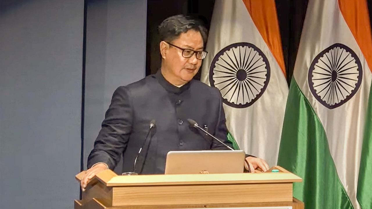 Union Minister of Law and Justice Kiren Rijiju addresses the concluding session of the Delhi Arbitration Weekend 2023, at Delhi High Court in New Delhi, Sunday, Feb. 19, 2023. Credit: PTI Photo