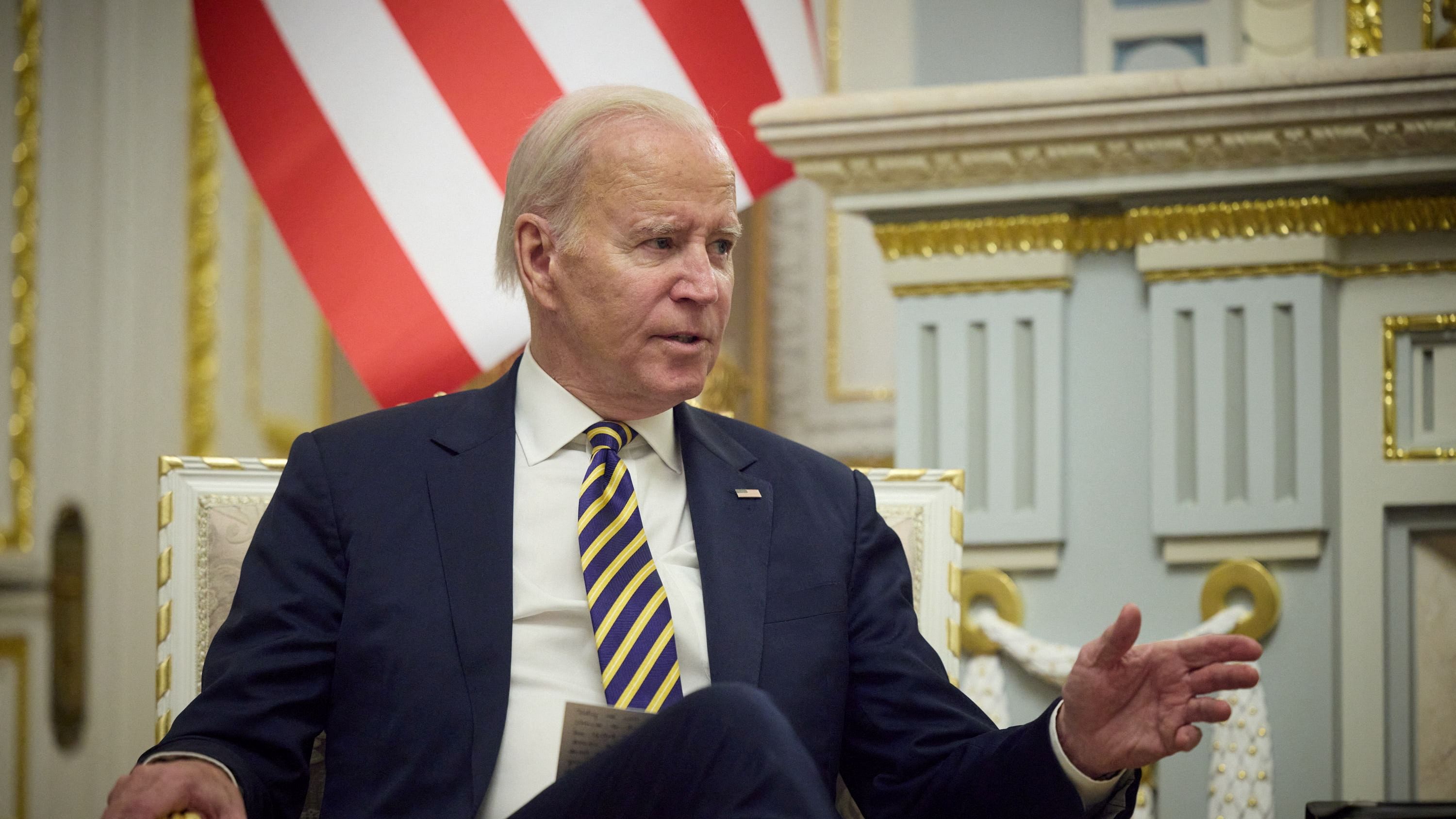 US President Joe Biden attends a meeting with Ukraine's President Volodymyr Zelenskiy. Credit: Reuters Photo