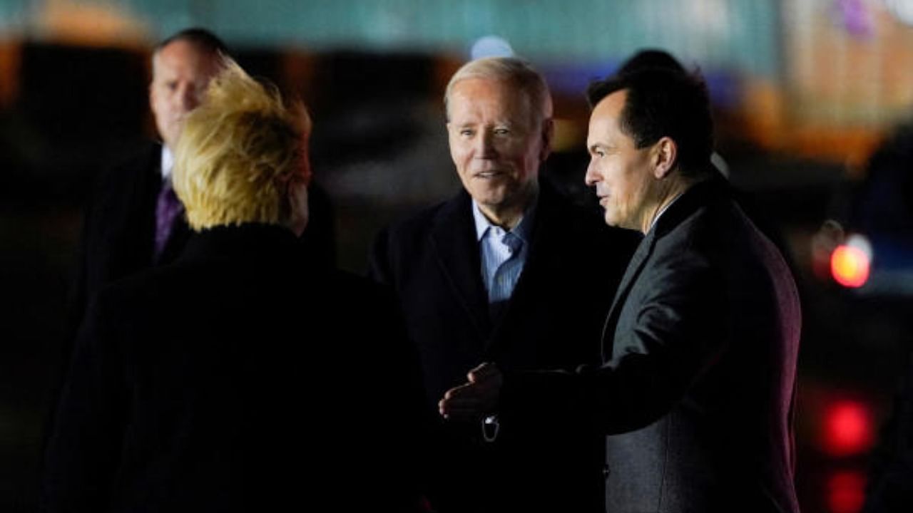 US President Joe Biden arrives at a military airport, in Warsaw, Poland. Credit: Reuters Photo