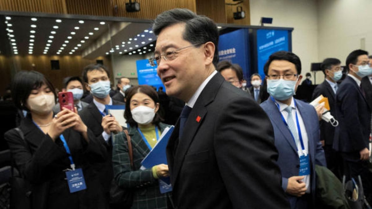 Chinese Foreign Minister Qin Gang delivered the keynote speech during the "Lanting Forum" in Beijing on February 21, 2023. Credit: Reuters Photo