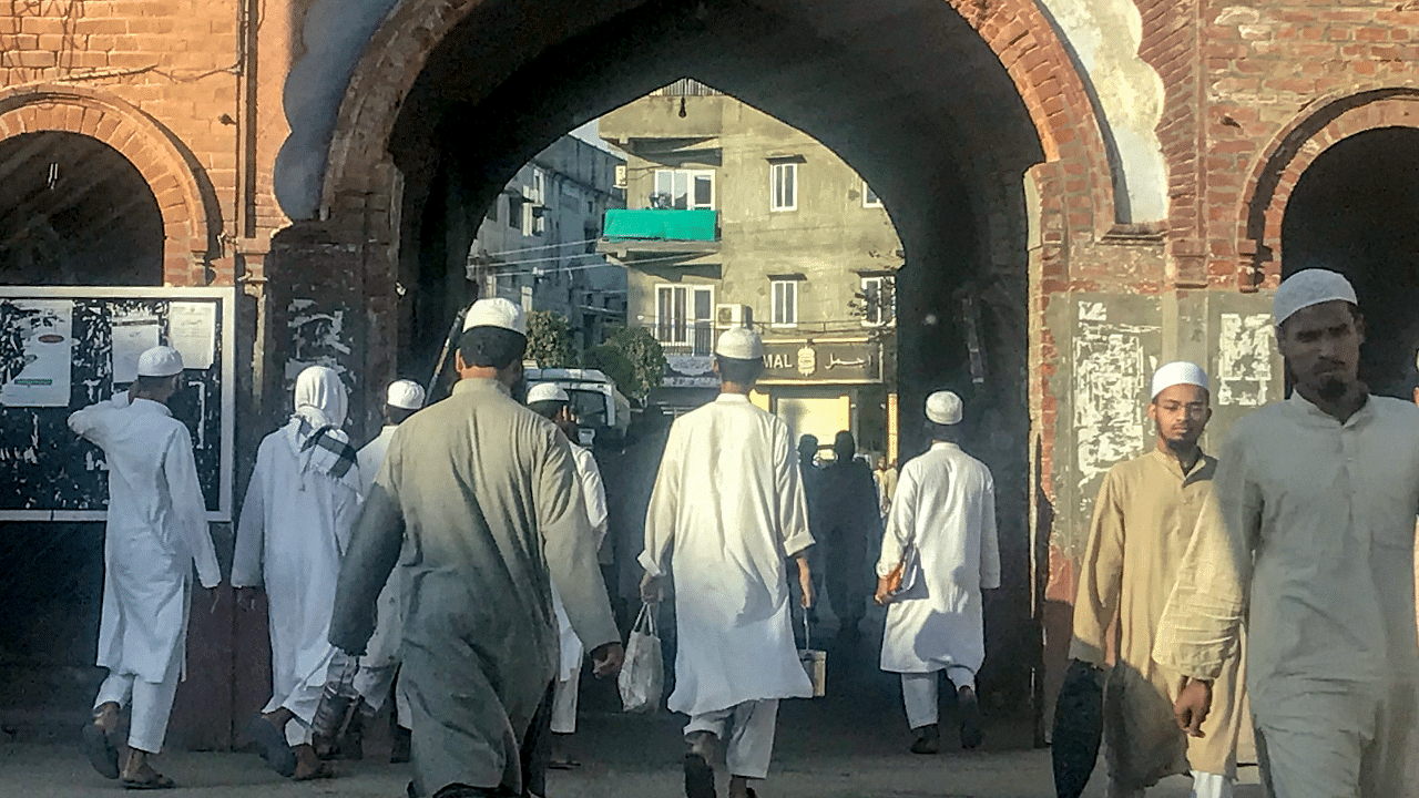 Students going to a mosque for evening prayers at Darul Uloom, Deoband. Credit: PTI Photo