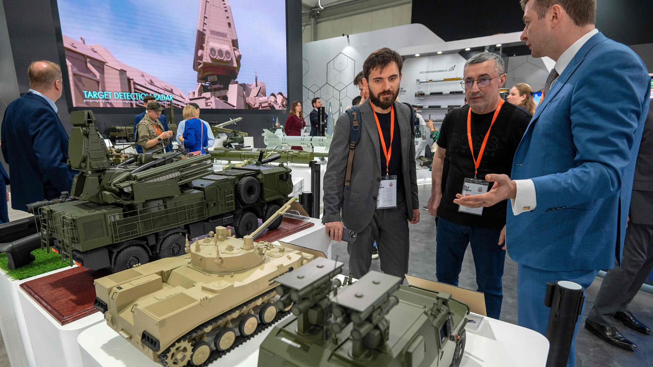 The Russian pavilion during the International Defence Exhibtion (IDEX) at the Abu Dhabi International Exhibition Centre. Credit: AFP Photo