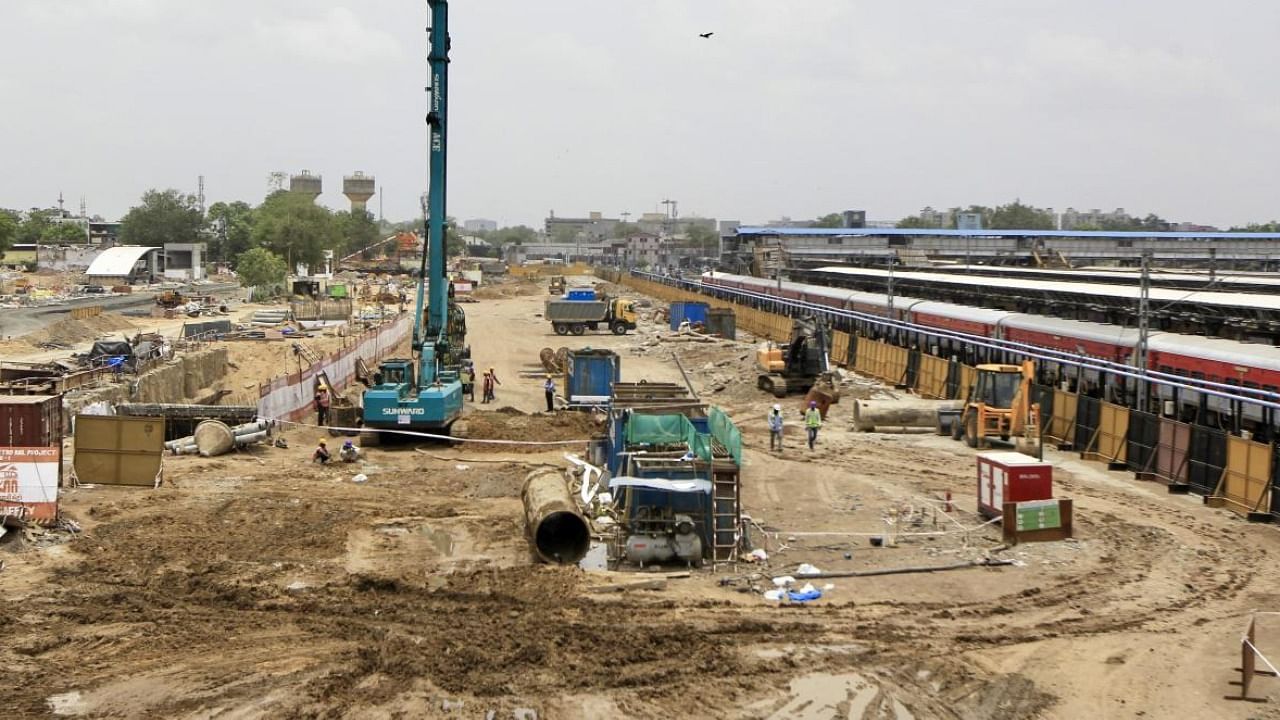 File photo of construction of the Ahmedabad-Mumbai bullet train corridor under way in Ahmedabad. Credit: PTI 