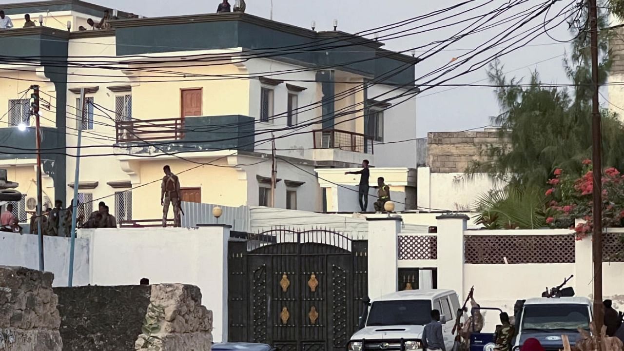 Somali security forces secure the scene of a militant attack at a building in Abdias district of Mogadishu. Credit: Reuters Photo