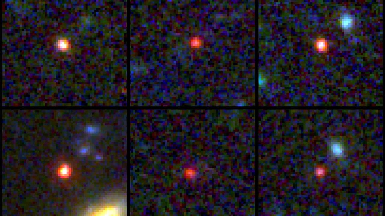 Images of six candidate massive galaxies based on observations by NASA's James Webb Space Telescope. Credit: Reuters Photo