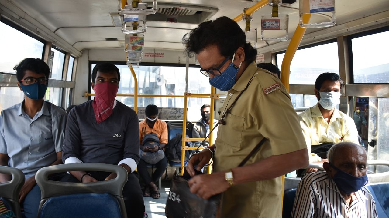 The BMTC also penalised 322 male passengers for occupying ladies' seats. Credit: DH File Photo