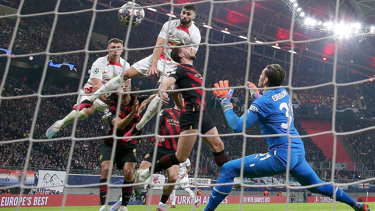 Josko Gvardiol scores the equaliser for RB Leipzig. Credit: AFP Photo