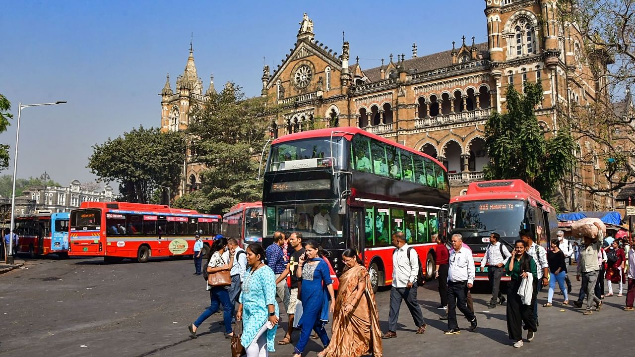 Passengers nea an AC double-decker bus on CSMT-NCPA route after the start of its operations, in Mumbai, Tuesday, Feb 21, 2023. Credit: PTI Photo