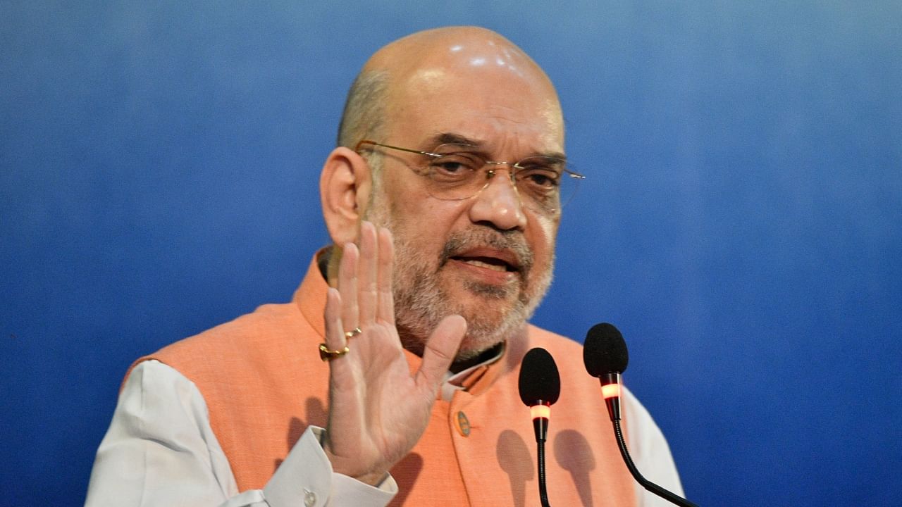 Amit Shah at the Town Hall in Bengaluru on Thursday. Credit: DH Photo