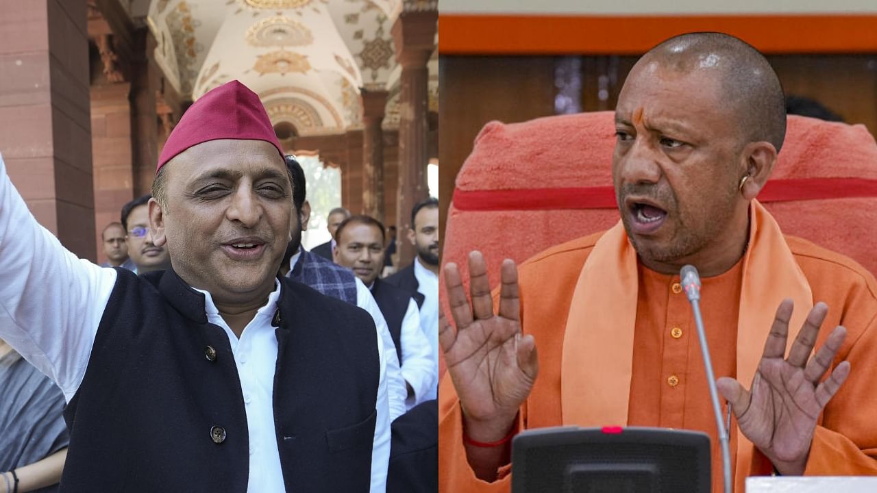 SP chief Akhilesh Yadav (L) and UP CM Yogi Adityanath (R). Credit: PTI Photos