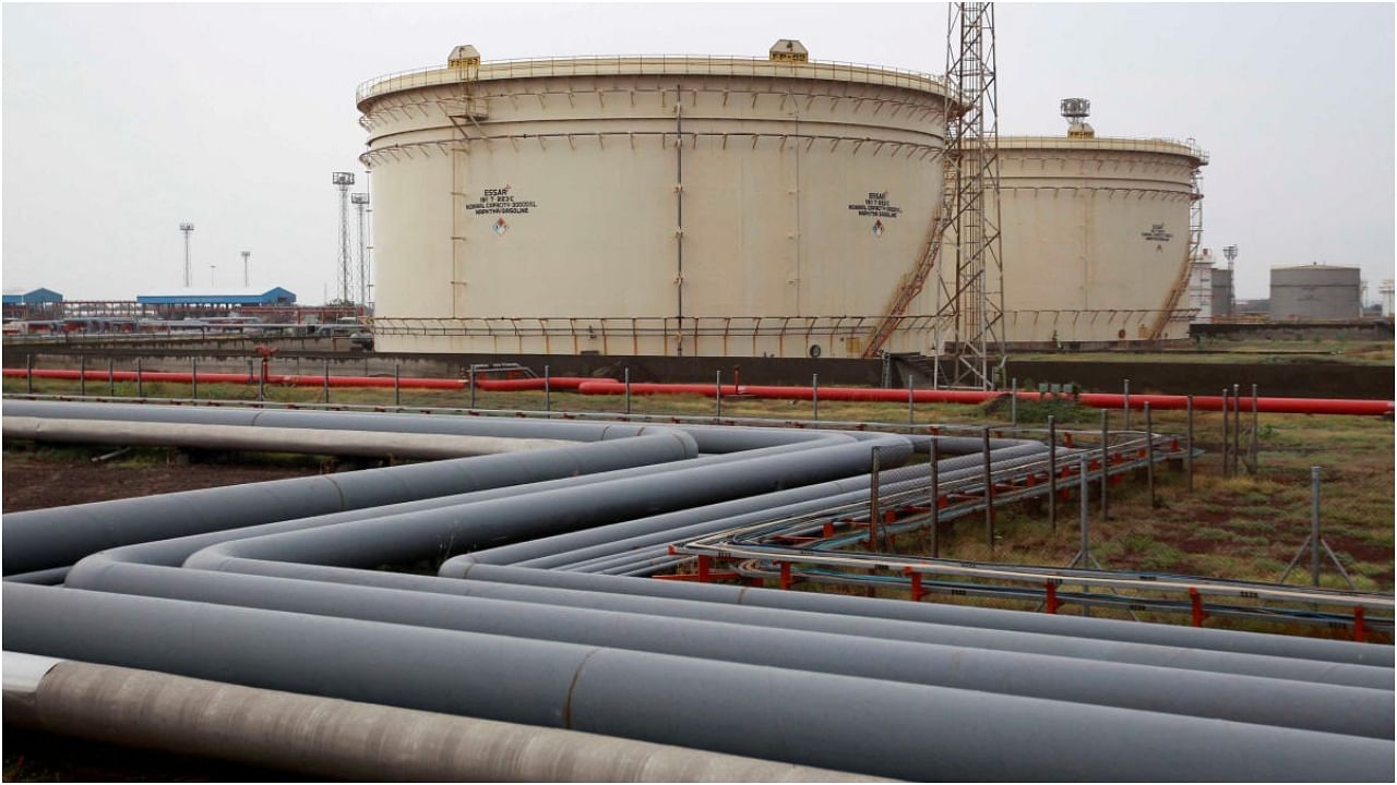 Storage tanks of an oil refinery of Essar Oil are pictured in Vadinar in Gujarat. (Representative image). Credit: PTI File Photo