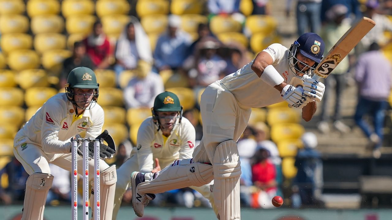 Axar patel batting in the 1st Test in Nagpur. Credit: PTI Photo