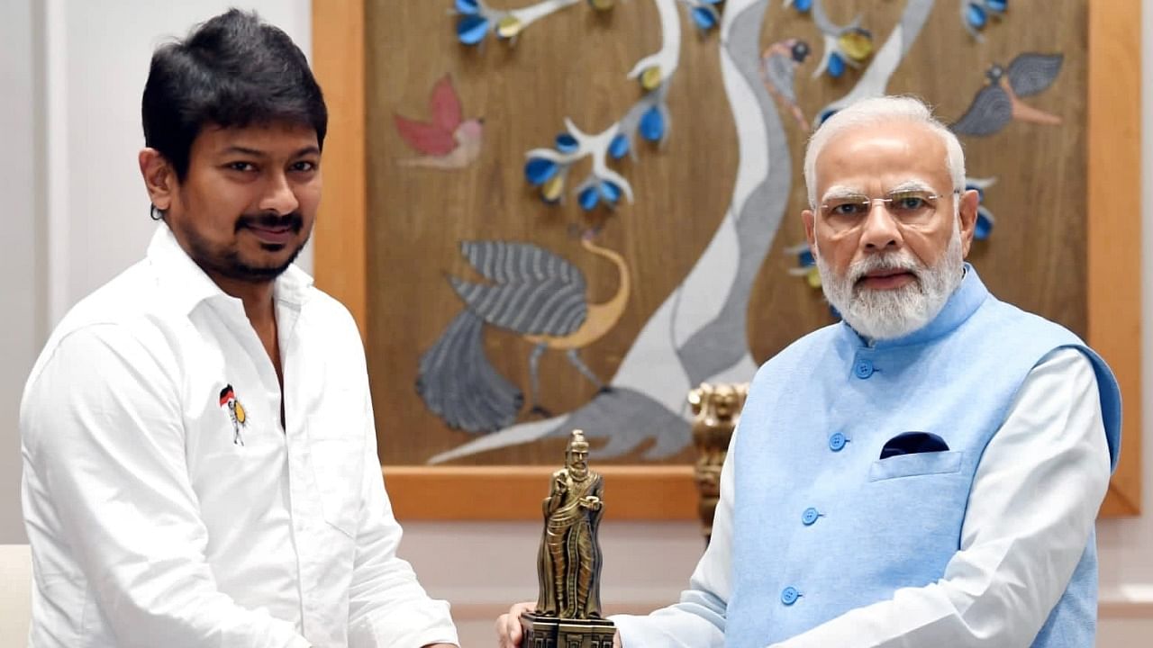 Udhayanidhi met Modi for the first time after he was sworn in as a minister in December 2022. Credit: DH Photo