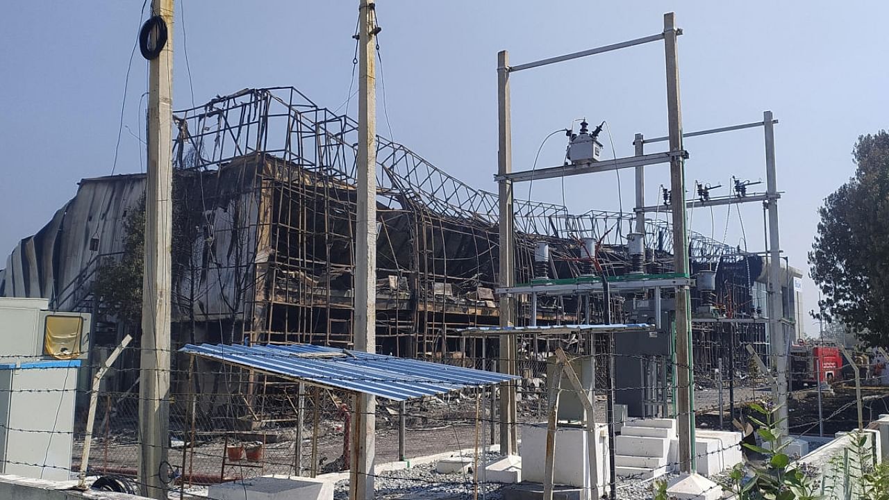 A view of damaged Apple supplier Foxlink is seen after a fire at its assembly facility in Tirupati district in the southern state of Andhra Pradesh, India, February 28, 2023. Credit: Reuters Photo